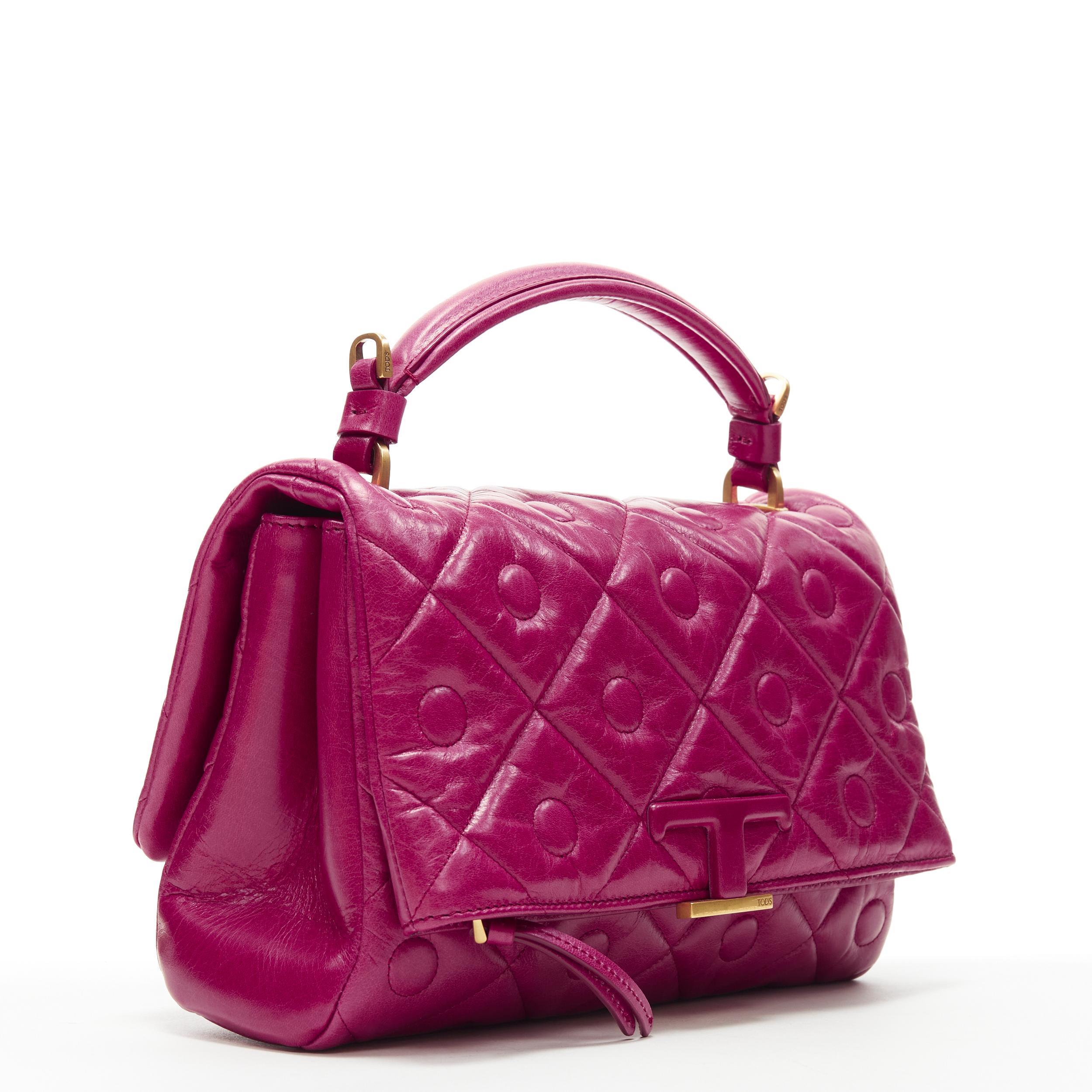Women's Medium Size Solid Modern Classic Crossbody Bag with Gold Plate Magenta 