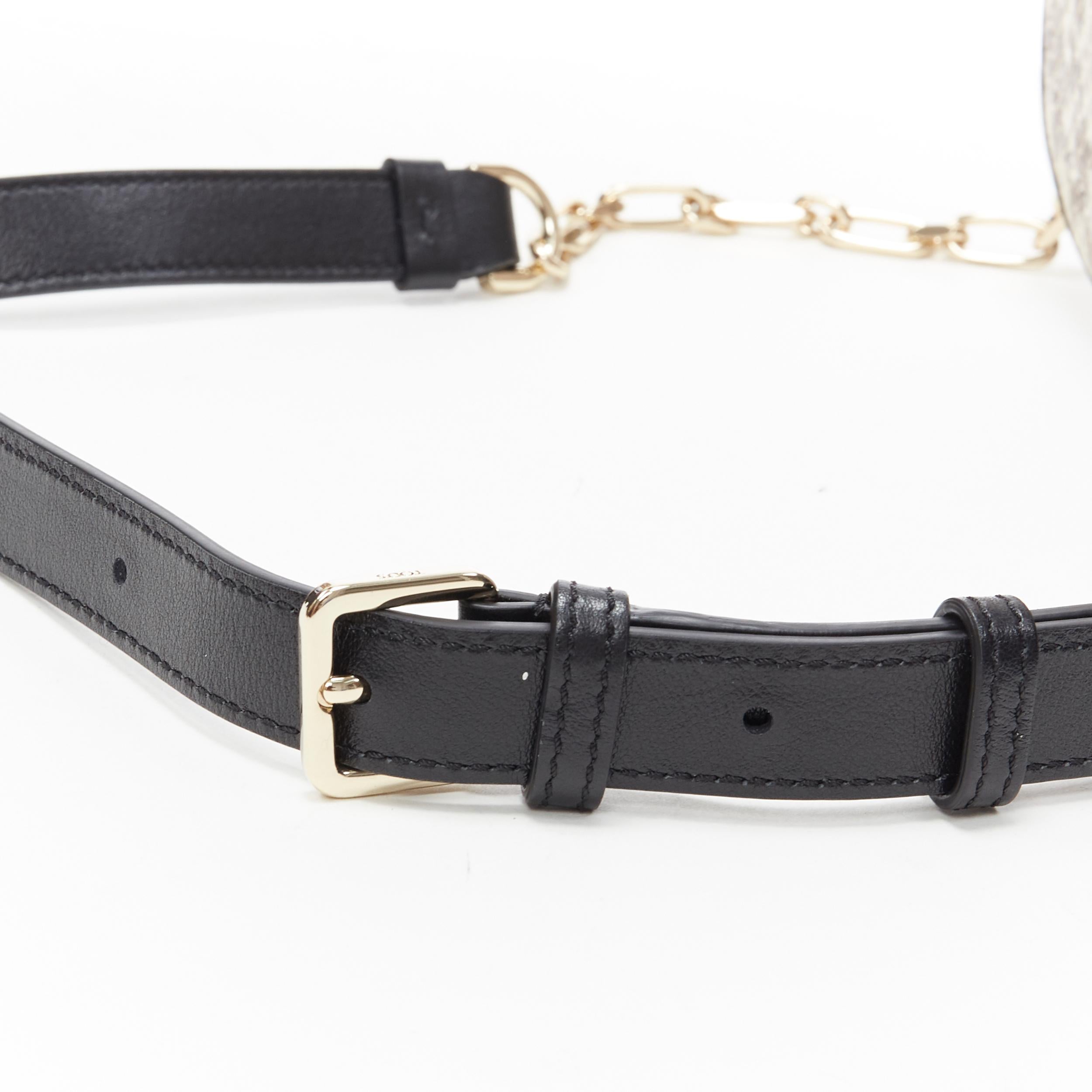 Women's new TOD'S T-Ring Mini grey scaled leather black tassel gold chain crossbody bag
