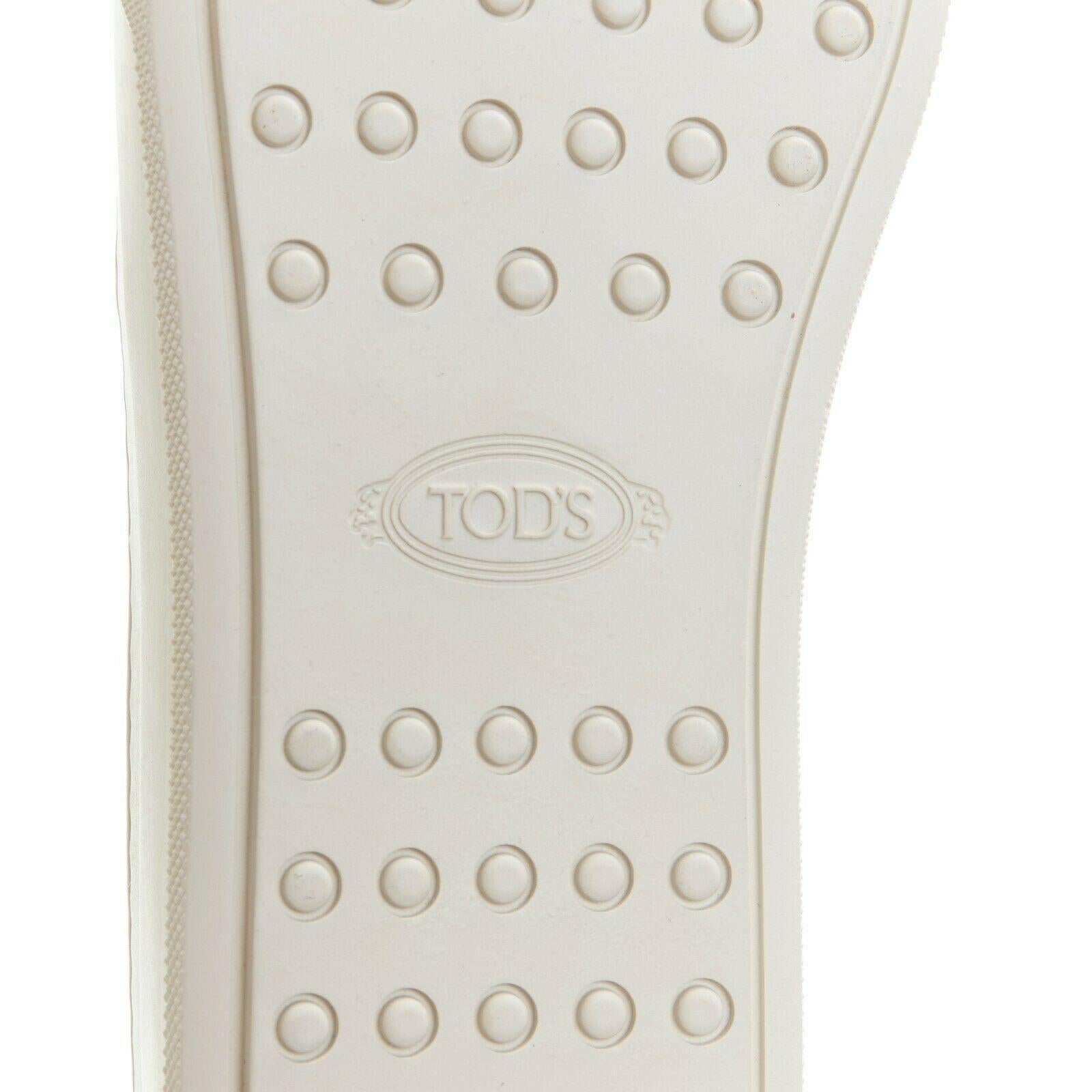 new TOD'S white leather crystal paved buckle round toe sneaker skate shoe EU37.5 6