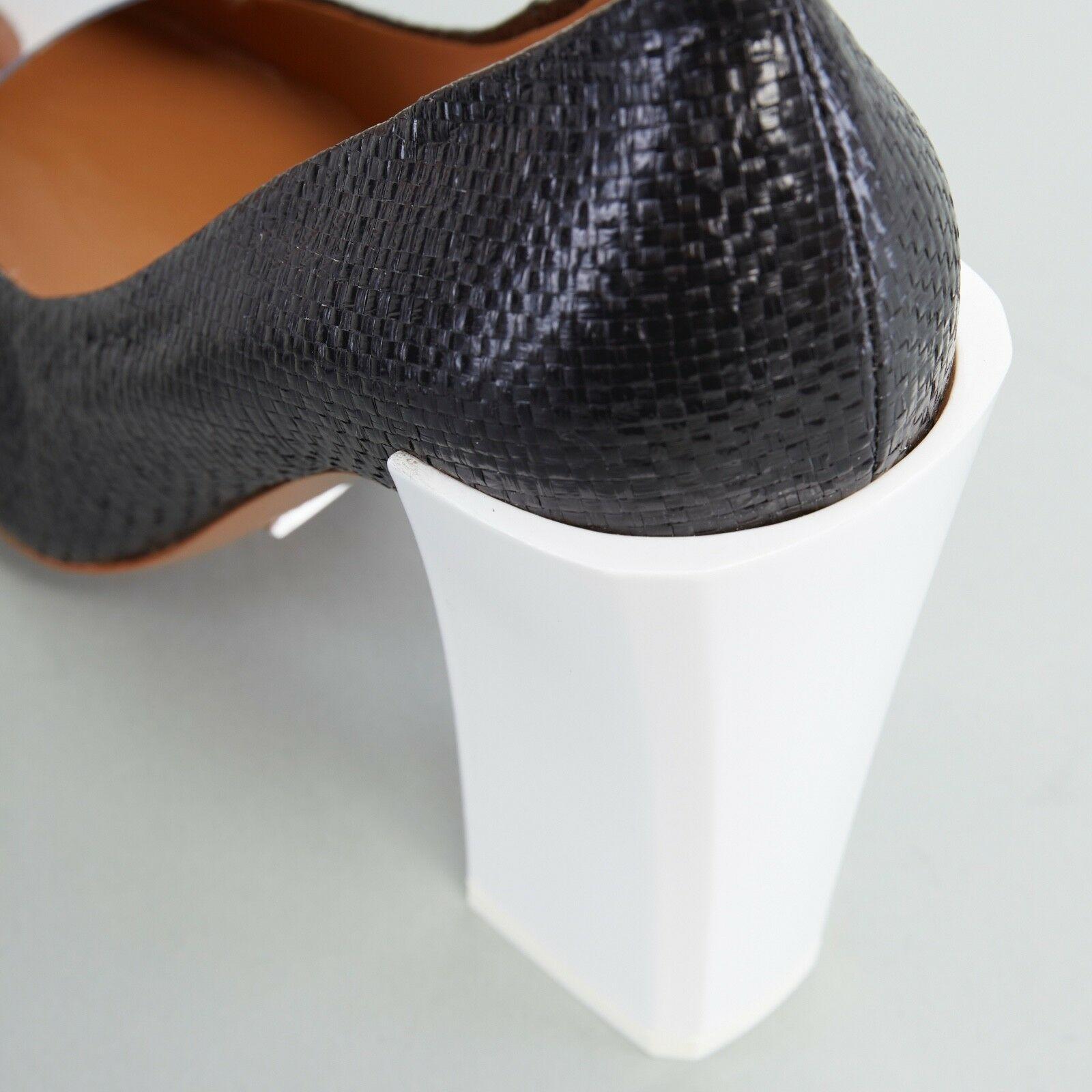new TOGA ARCHIVES black woven V-cut PVC throat white chunky heel EU37 US7 UK4 3
