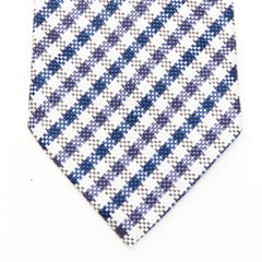 new TOM FORD 100% silk woven blue white checked tie