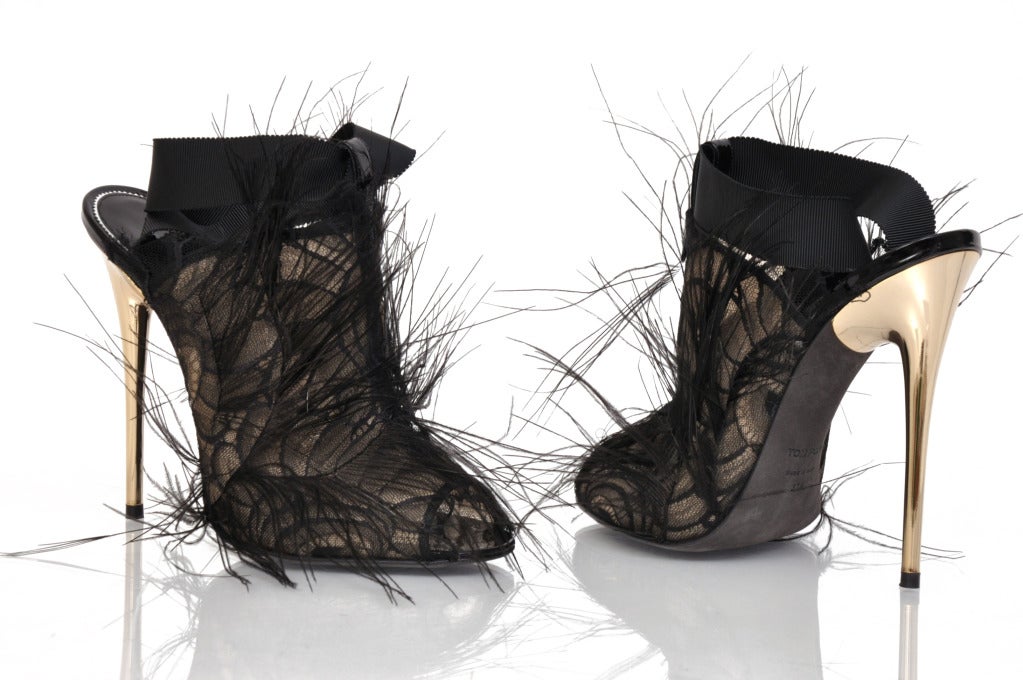 black feather shoes