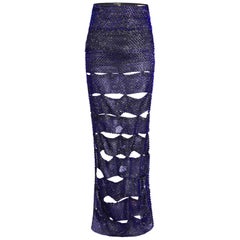 New Tom Ford blue crystal embellished long skirt as seen on Jennifer Morrison