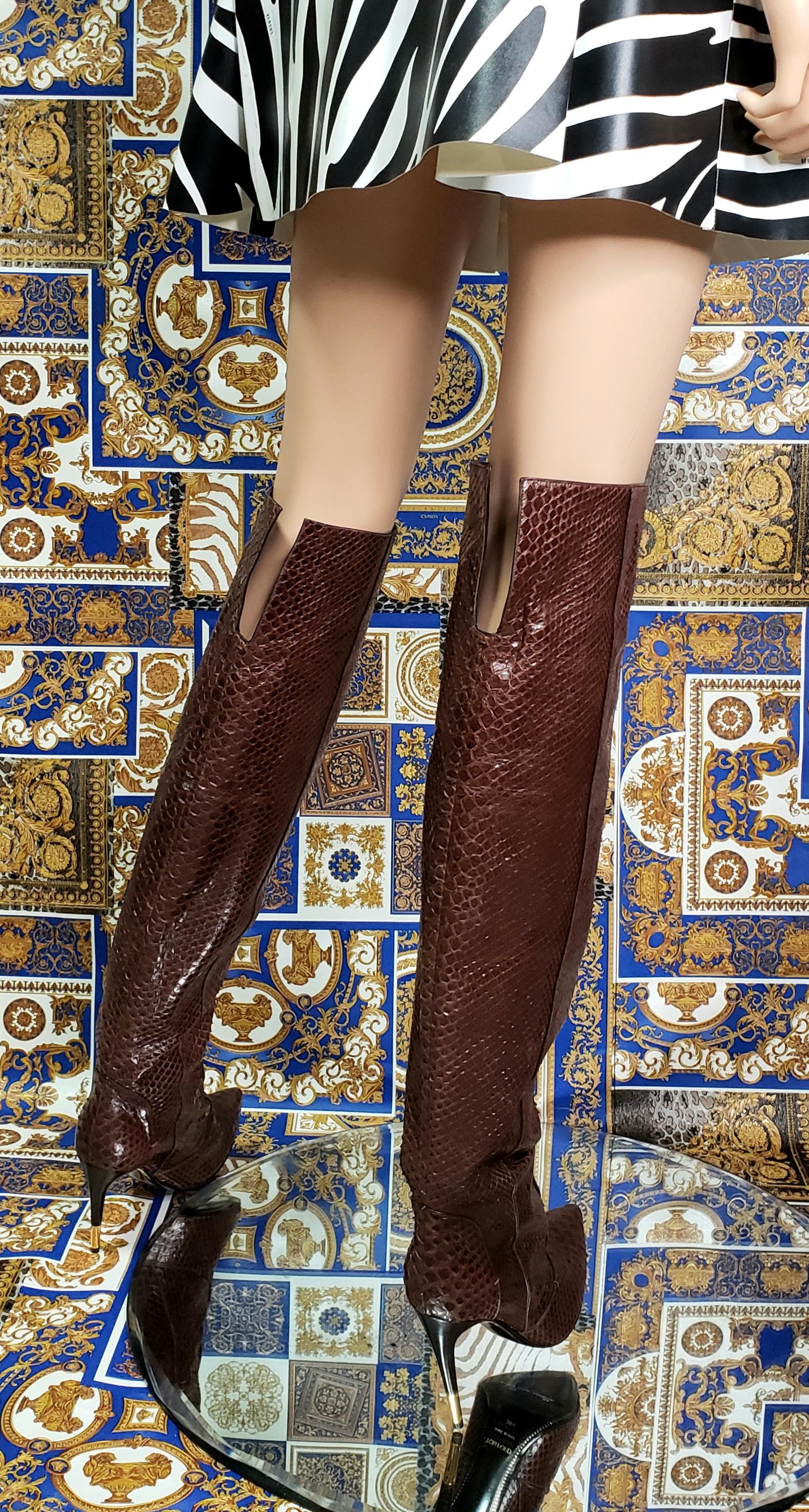 NUEVO TOM FORD MARRON ANACONDA SOBRE LA RODILLA Botas 38.5 - 8.5 en venta 5