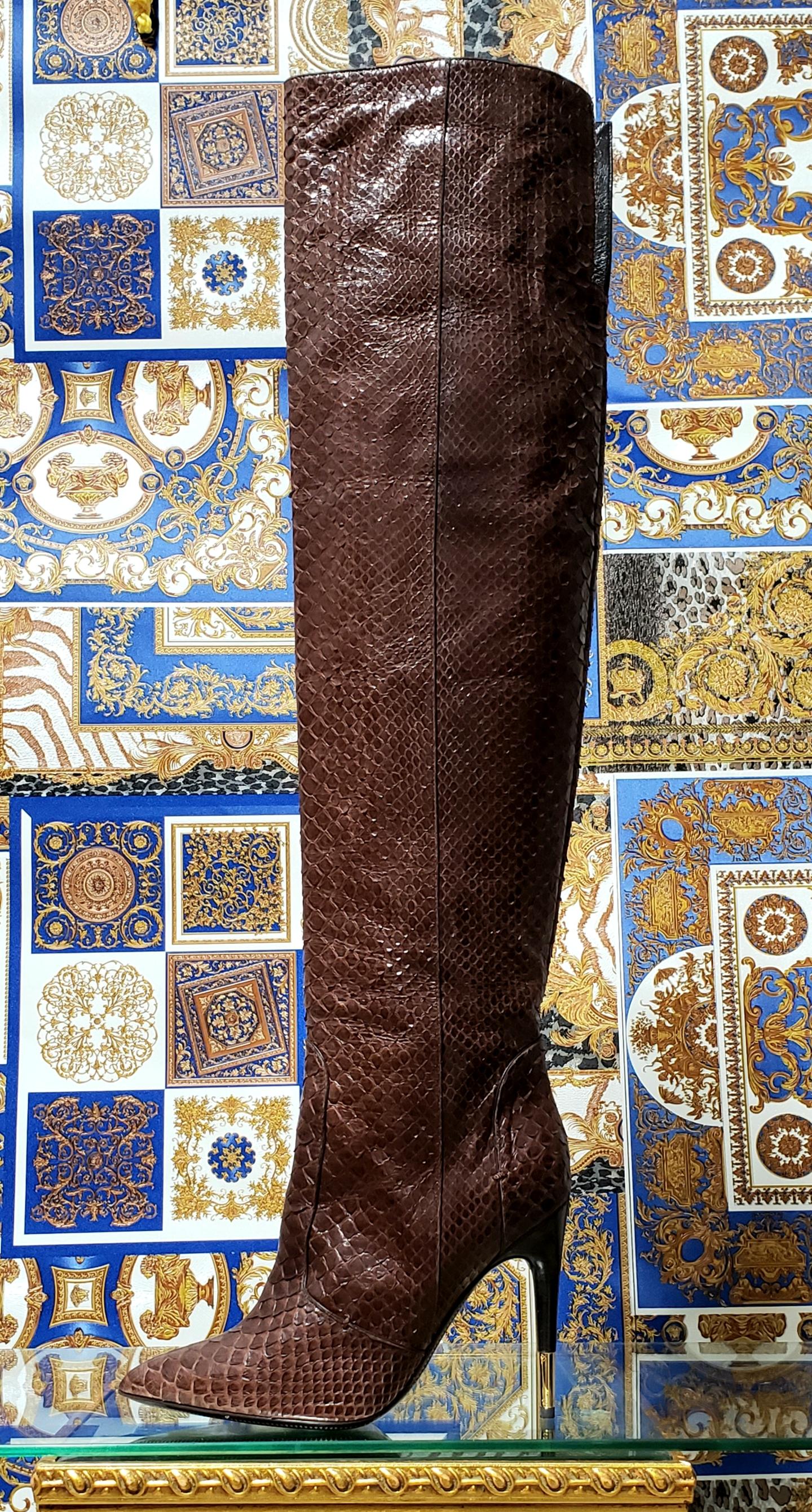 De las mujeres NUEVO TOM FORD MARRON ANACONDA SOBRE LA RODILLA Botas 38.5 - 8.5 en venta
