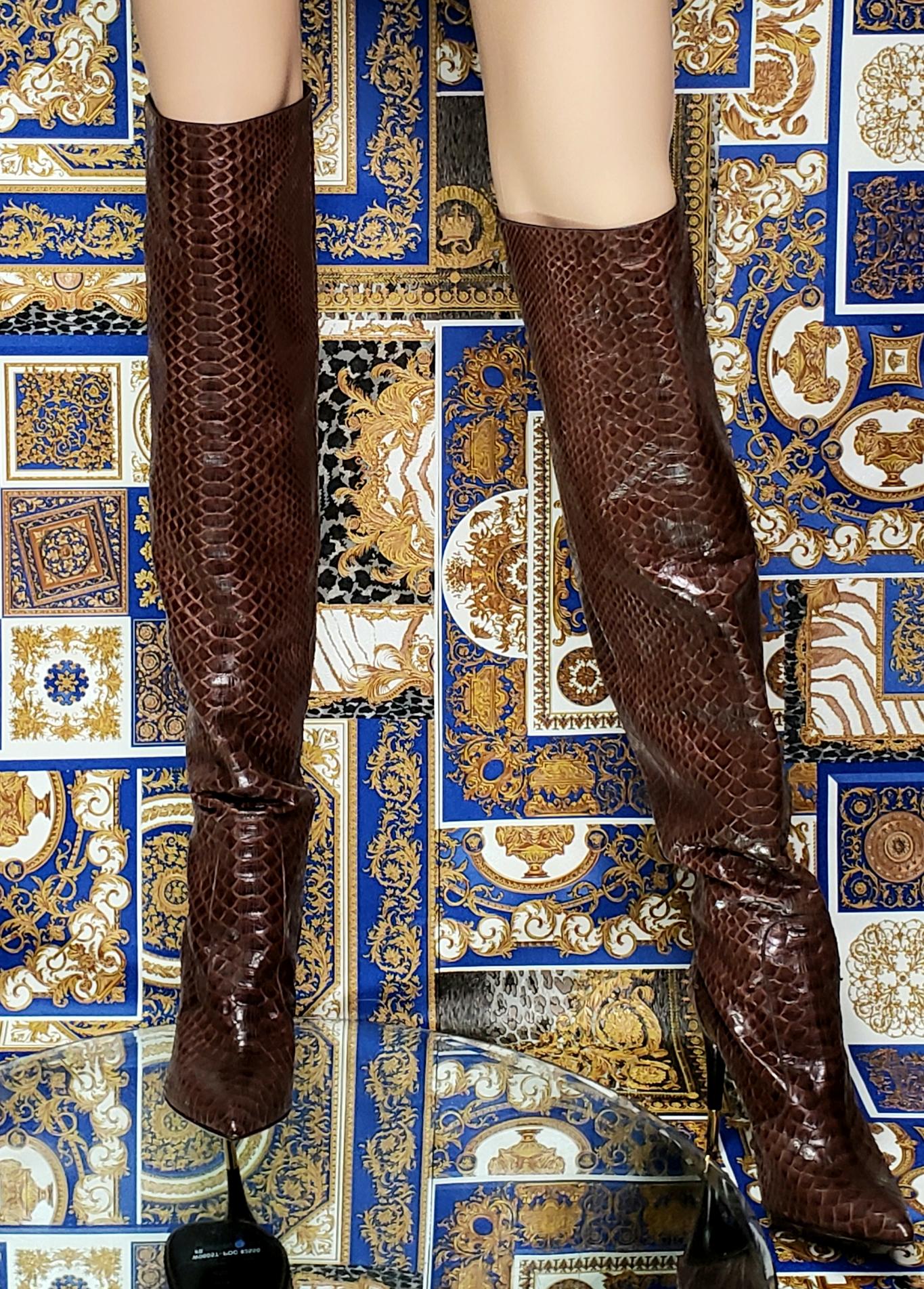 NUEVO TOM FORD MARRON ANACONDA SOBRE LA RODILLA Botas 38.5 - 8.5 en venta 1