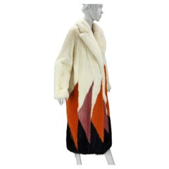 NWT Tom Ford FW 2016 Collection Mink Fur Coat White Orange Pink Black M Oversize