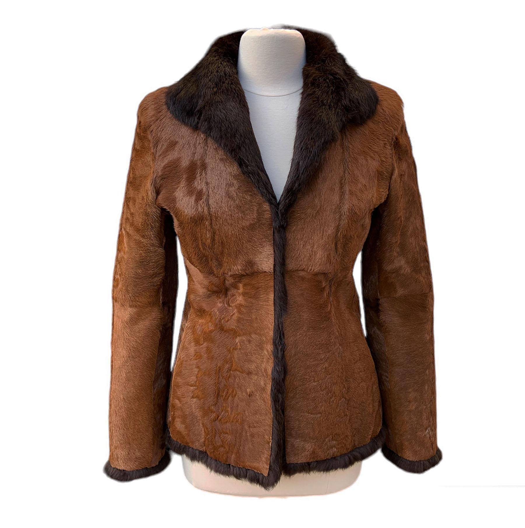New Tom Ford for Gucci 1999 Collection 2 in 1 Reversible Brown Fur Jacket It. 42 In New Condition For Sale In Montgomery, TX