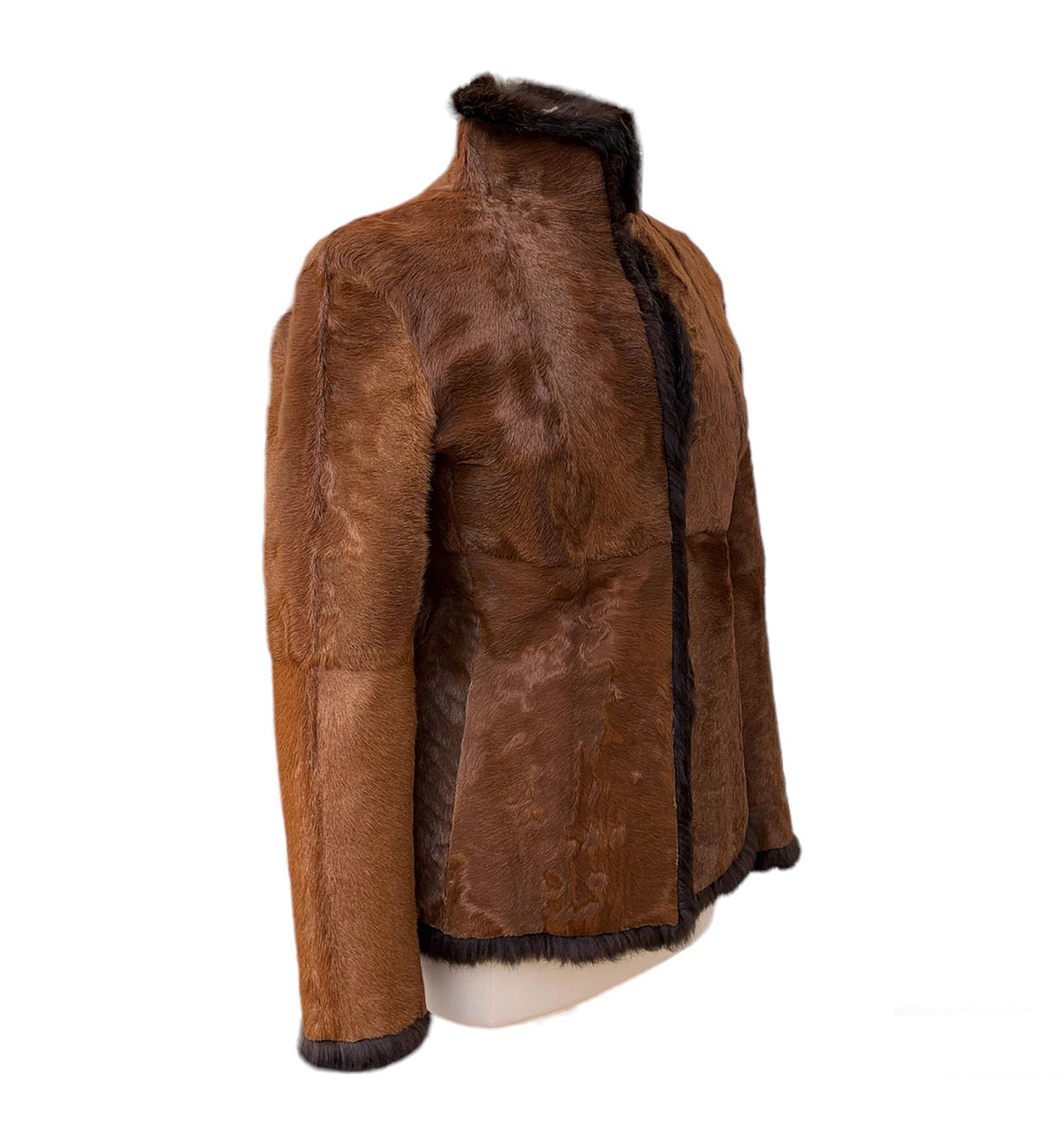 Women's New Tom Ford for Gucci 1999 Collection 2 in 1 Reversible Brown Fur Jacket It. 42 For Sale