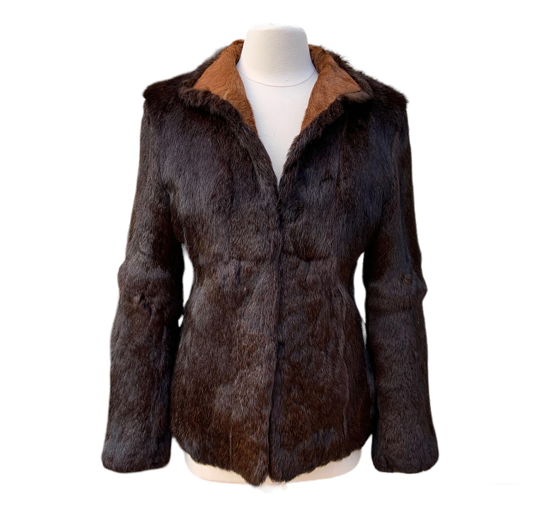 New Tom Ford for Gucci 1999 Collection 2 in 1 Reversible Brown Fur Jacket It. 42 For Sale 3