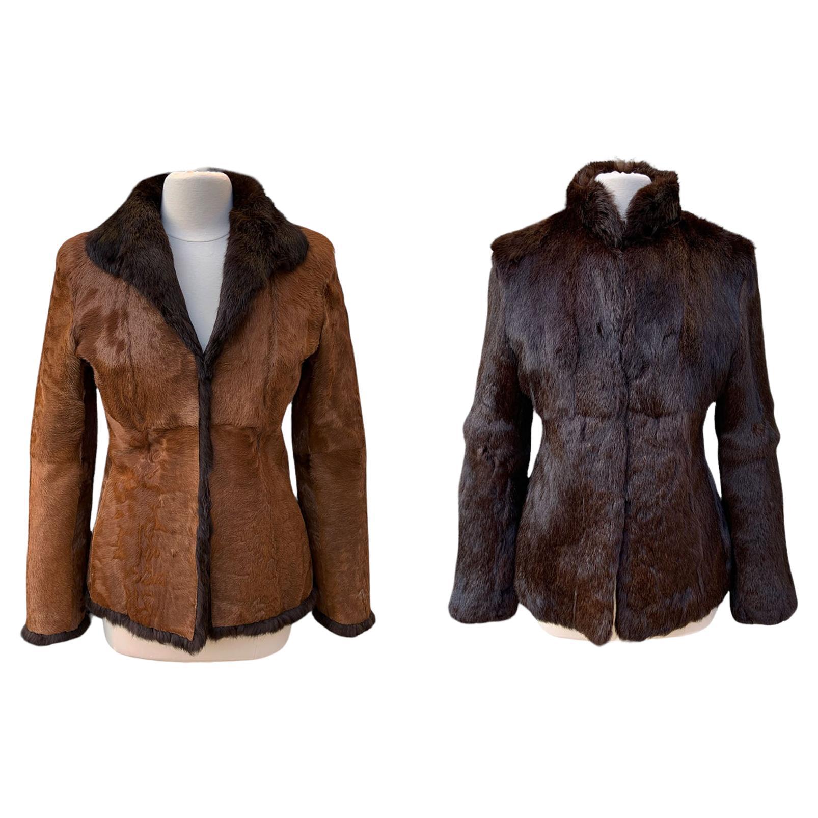 New Tom Ford for Gucci 1999 Collection 2 in 1 Reversible Brown Fur Jacket It. 42 For Sale