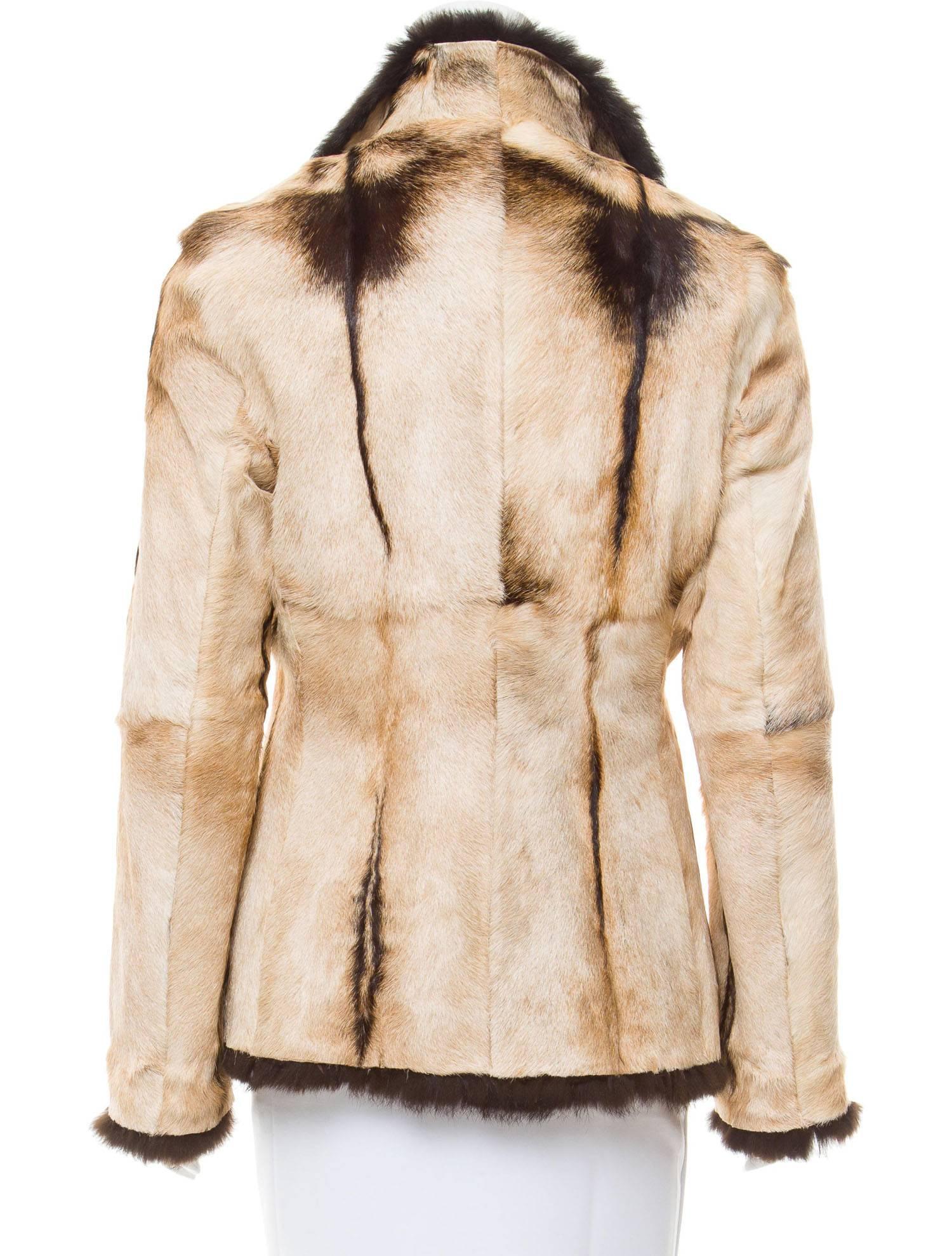New Tom Ford for Gucci 1999 Collection Reversible Beige Fur Jacket It. 42 In New Condition In Montgomery, TX