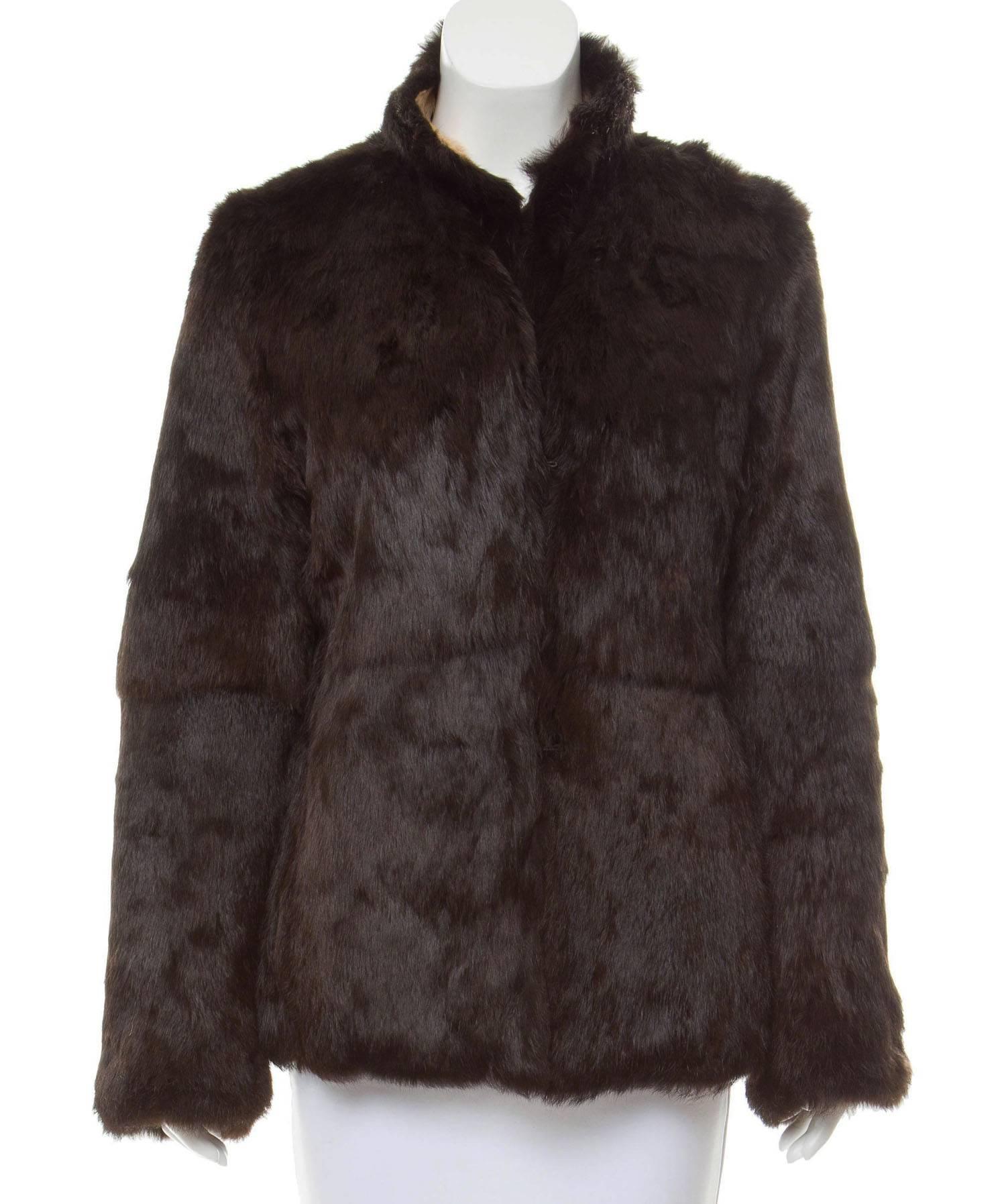 Women's New Tom Ford for Gucci 1999 Collection Reversible Beige Fur Jacket It. 42