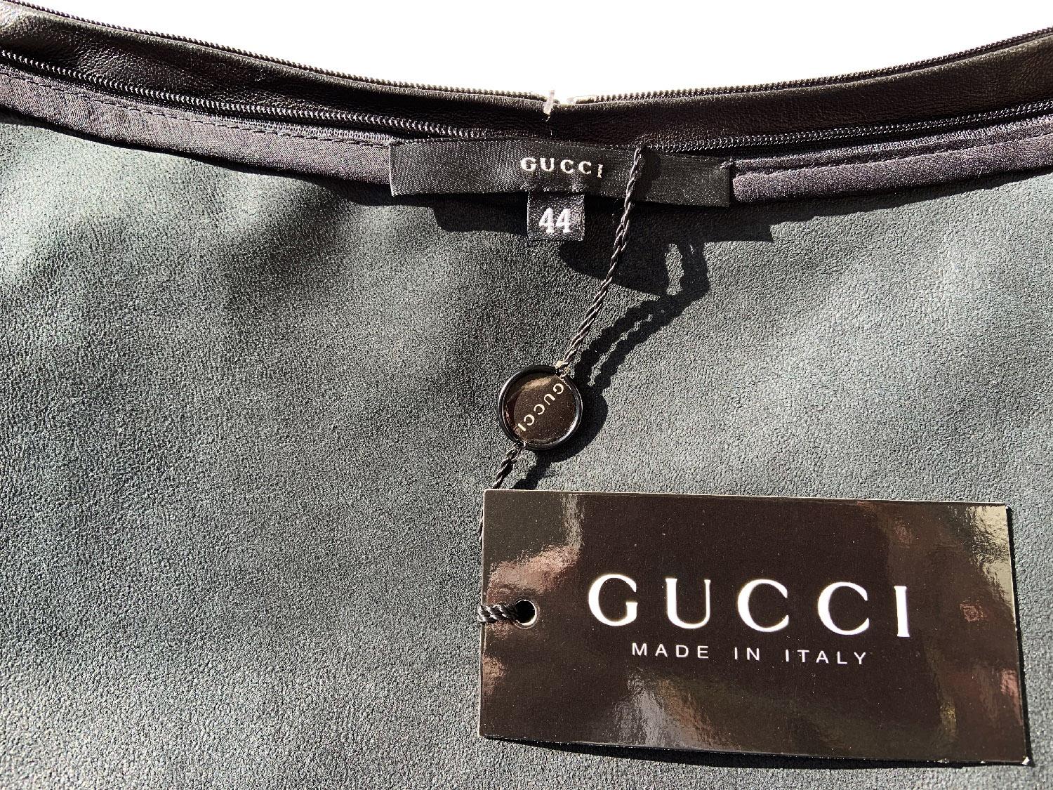 Nuevo Tom Ford for Gucci Colección 2001 Top Blouson de Piel Negro It. 44 - 8/10 en venta 4