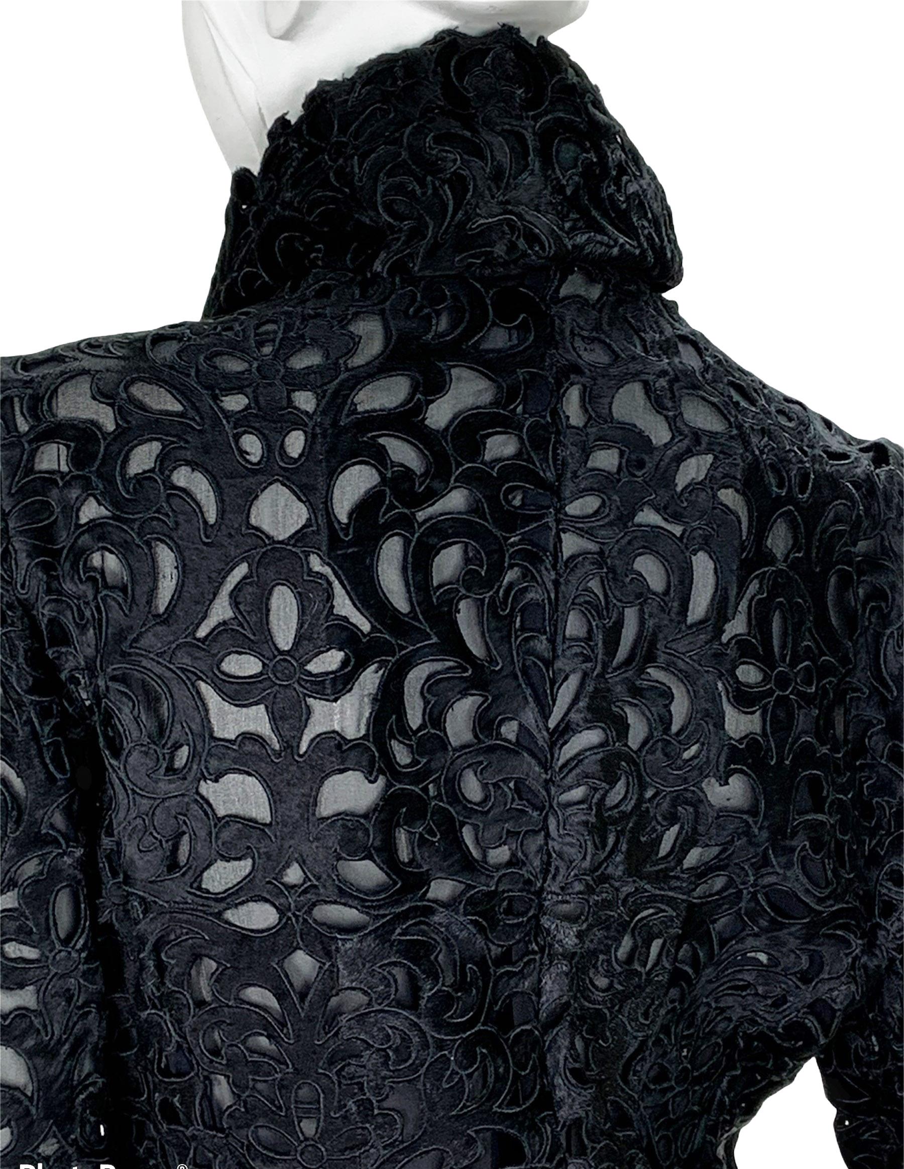 New Tom Ford for Gucci 2004 Collection Black Lamb Fur Laser Cut Jacket 42 - US 6 For Sale 2