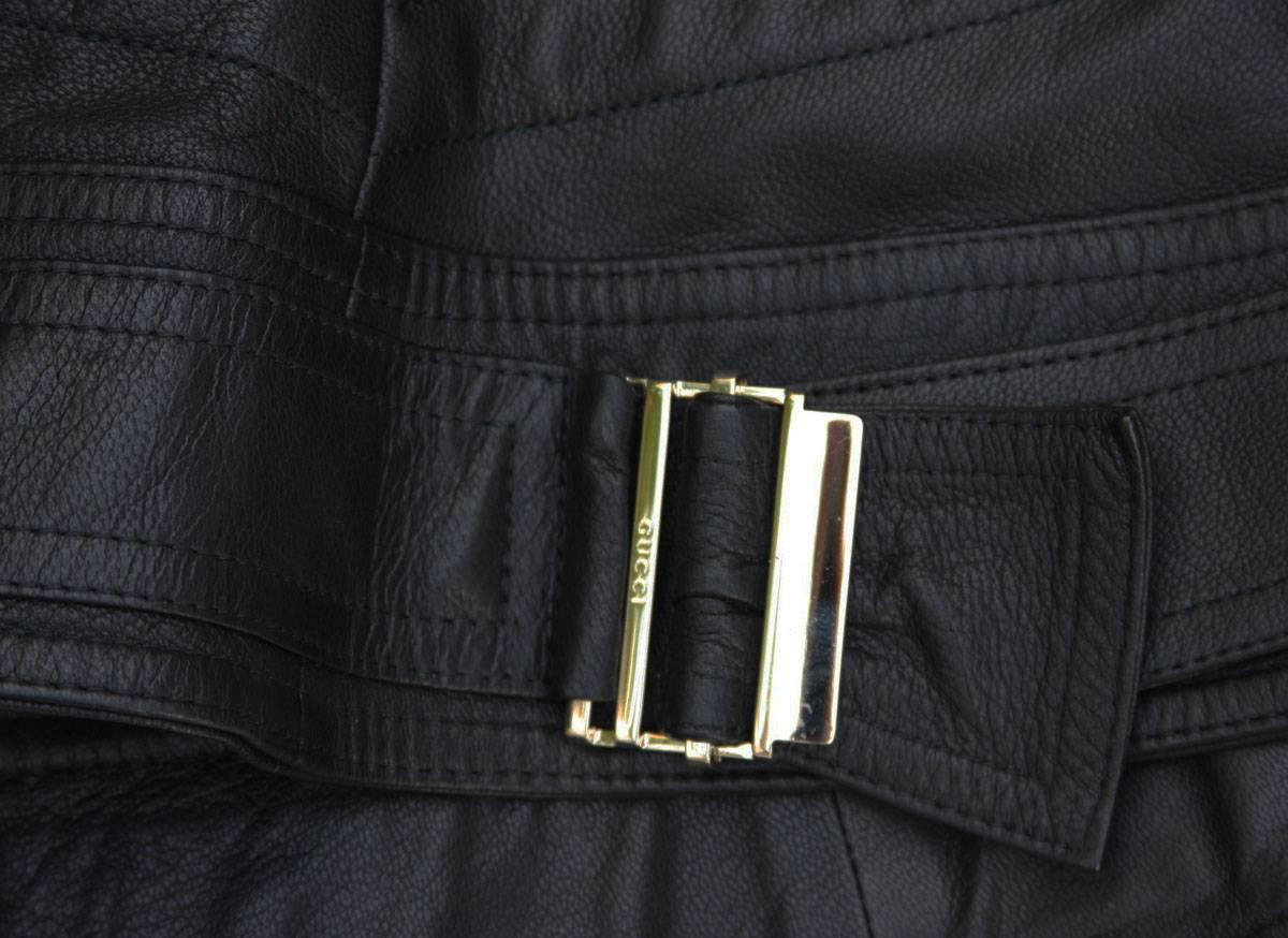 Veste noire à chevrons en cuir Tom Ford pour Gucci, collection 2004, taille IT 42 - US 6, neuve en vente 3