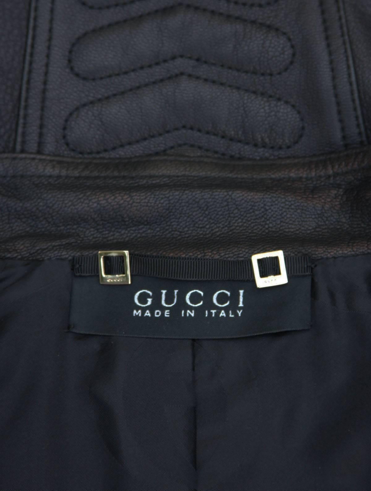 Veste noire à chevrons en cuir Tom Ford pour Gucci, collection 2004, taille IT 42 - US 6, neuve en vente 4