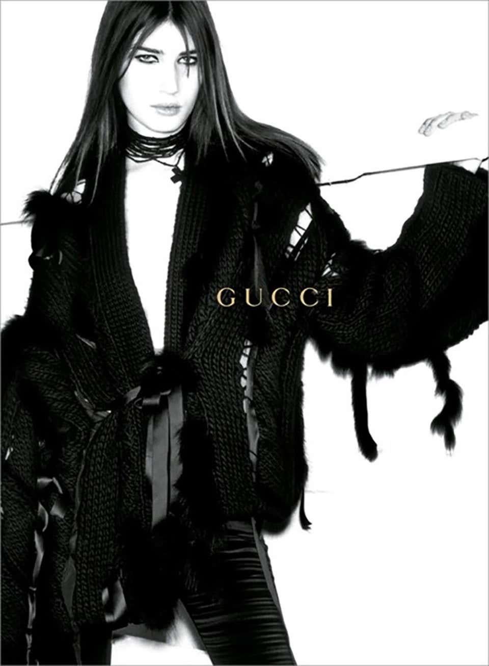 The Most Luxurious GUCCI Sweater Cardigan Ever!
Extremely Rare!
F/W 2002 Collection
Size S ( oversize - will fit bigger sizes also)
Color - Black, 80% Wool
Finished with Silk Ribbons and Genuine FOX Fur Trim Throughout
Made in Italy.
New without