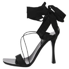 New Tom Ford for Gucci F/W 2002 Black Grosgrain Lace-Up Sandals It 39.5 & 38.5