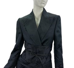 New Tom Ford for Gucci F/W 2002 Black Silk Kimono Jacket with Obi Belt It. 44