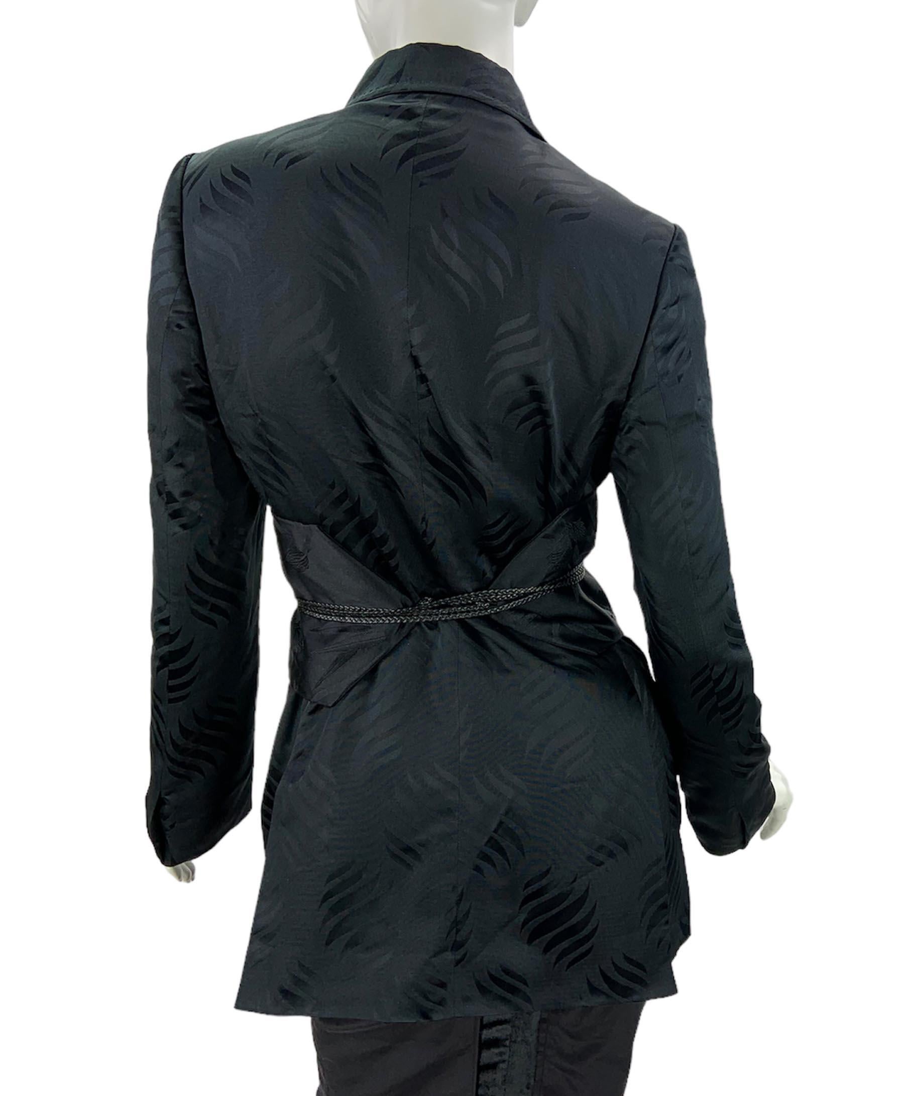 New Tom Ford for Gucci F/W 2002 Black Silk Kimono Jacket with Obi Belt It. 44 For Sale 1