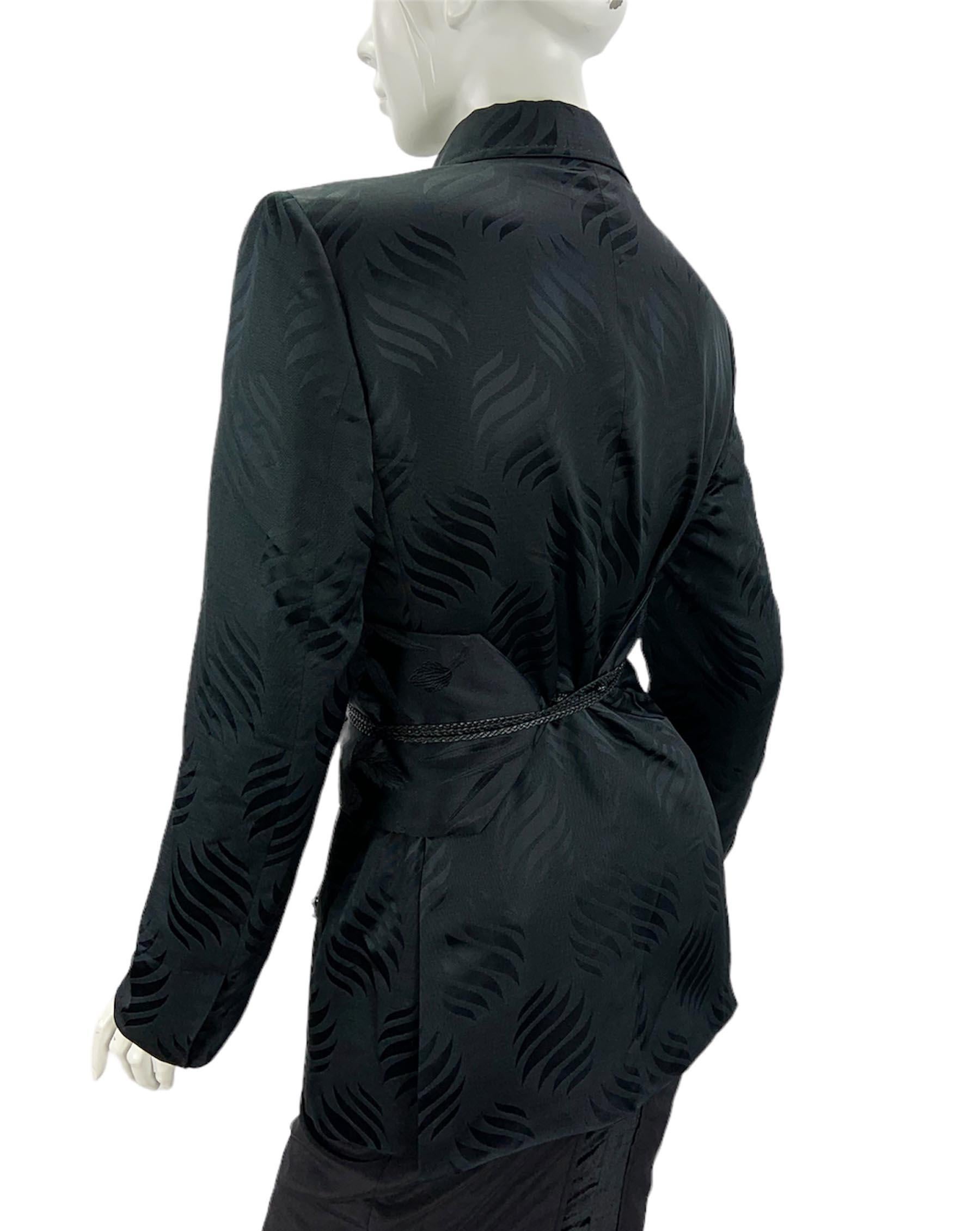 New Tom Ford for Gucci F/W 2002 Black Silk Kimono Jacket with Obi Belt It. 44 For Sale 2