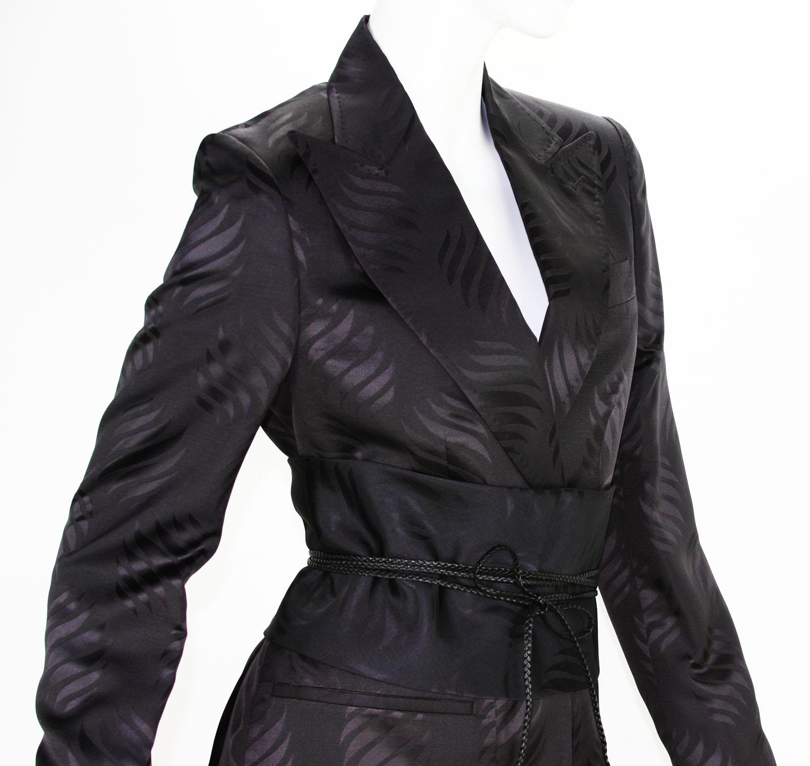 Women's New Tom Ford for Gucci F/W 2002 Brown Silk Kimono Jacket with Obi Belt It. 40