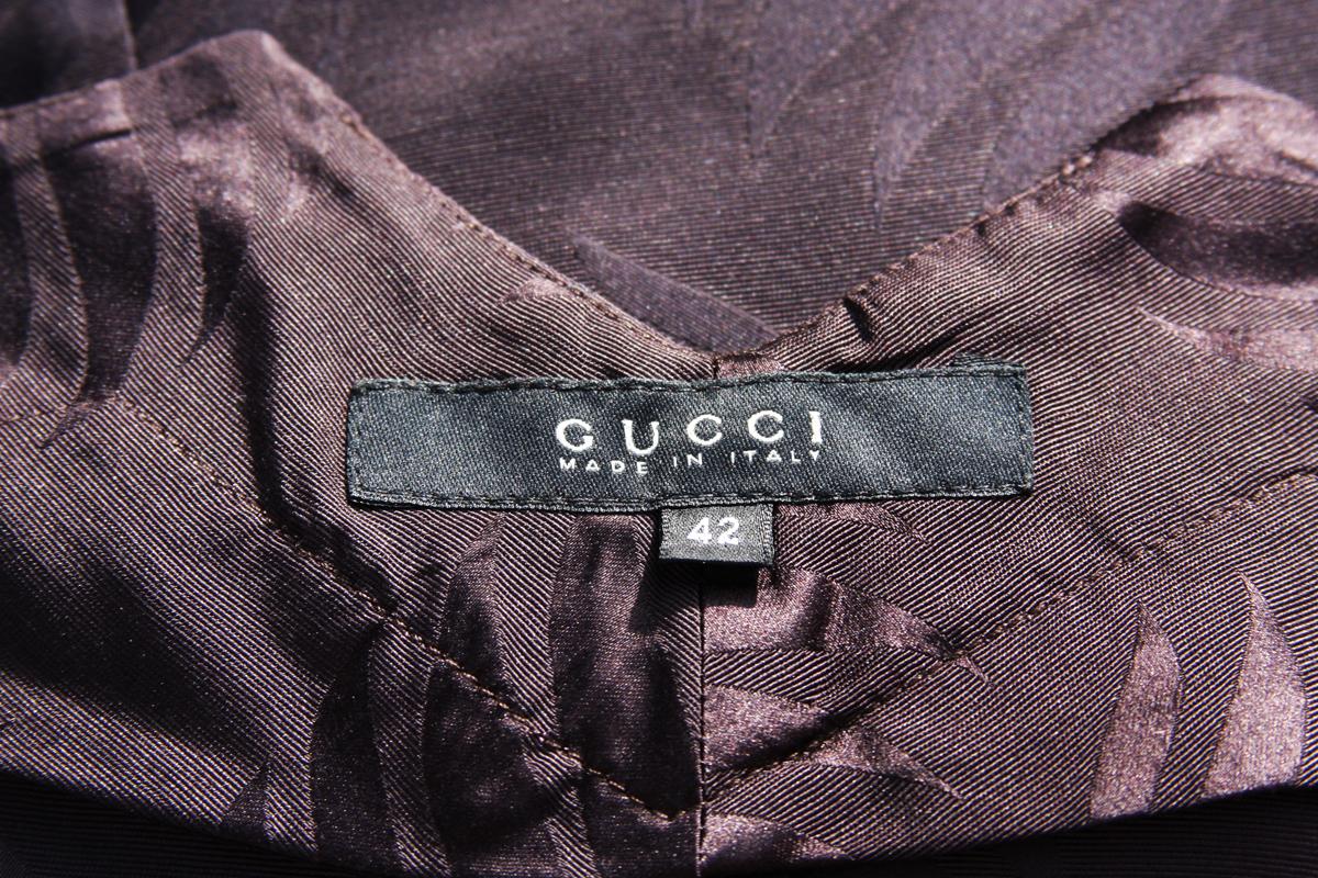 New Tom Ford for Gucci F/W 2002 Brown Silk Kimono Skirt Suit Obi Belt 42 - US 6 4