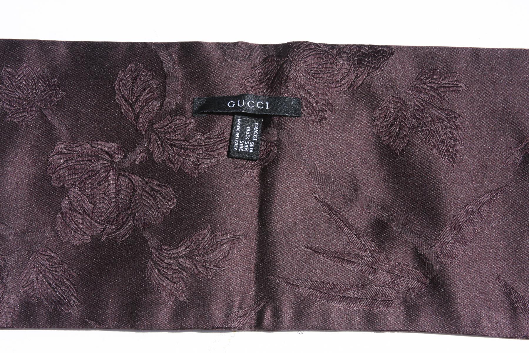 New Tom Ford for Gucci F/W 2002 Brown Silk Kimono Skirt Suit Obi Belt 42 - US 6 9