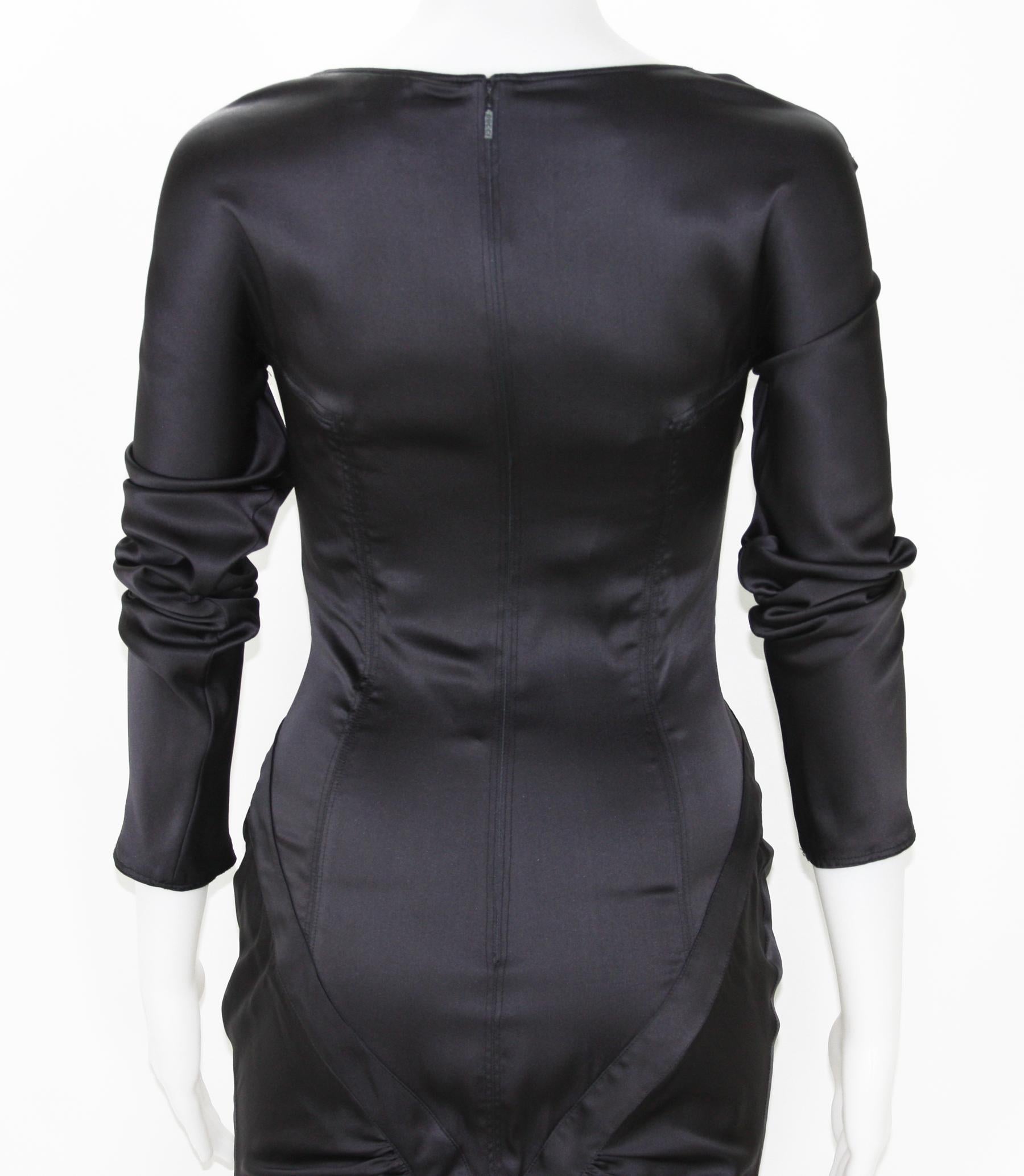 New Tom Ford for Gucci F/W 2003 Silk Black Corset Belt Cocktail Dress It.38 For Sale 4