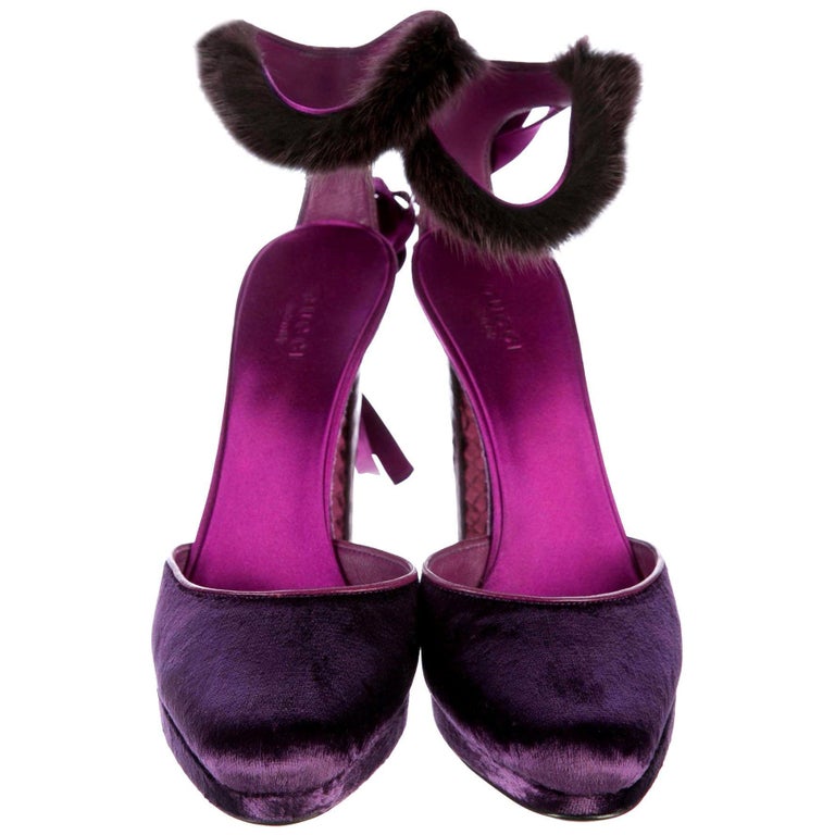 New Tom Ford For Gucci Farewell Collection Mink Python Velvet Heels Sz 7.5 For Sale