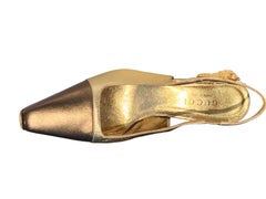 New Tom Ford for Gucci FW 2000 Gold Leather Tiger Heat Sandals Shoes 37.5 US 7.5