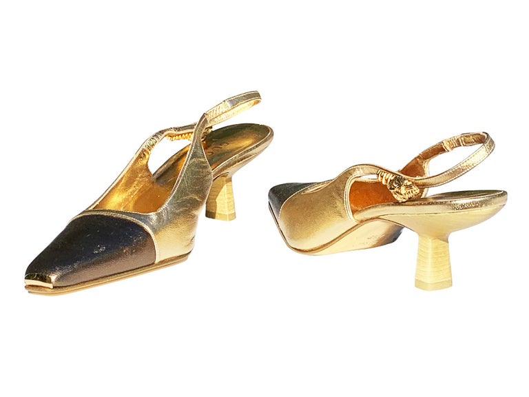 New Tom Ford for Gucci FW 2000 Gold Leather Tiger Heat Sandals 