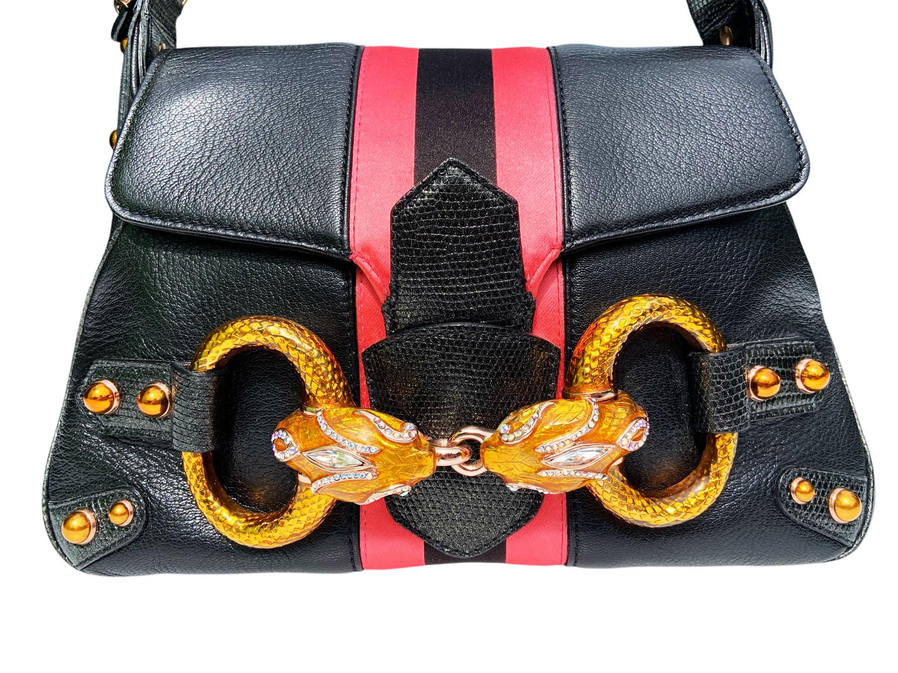 New Tom Ford for Gucci FW 2004 Leather Lizard Serpent Web Limited Edition Bag In New Condition For Sale In Montgomery, TX