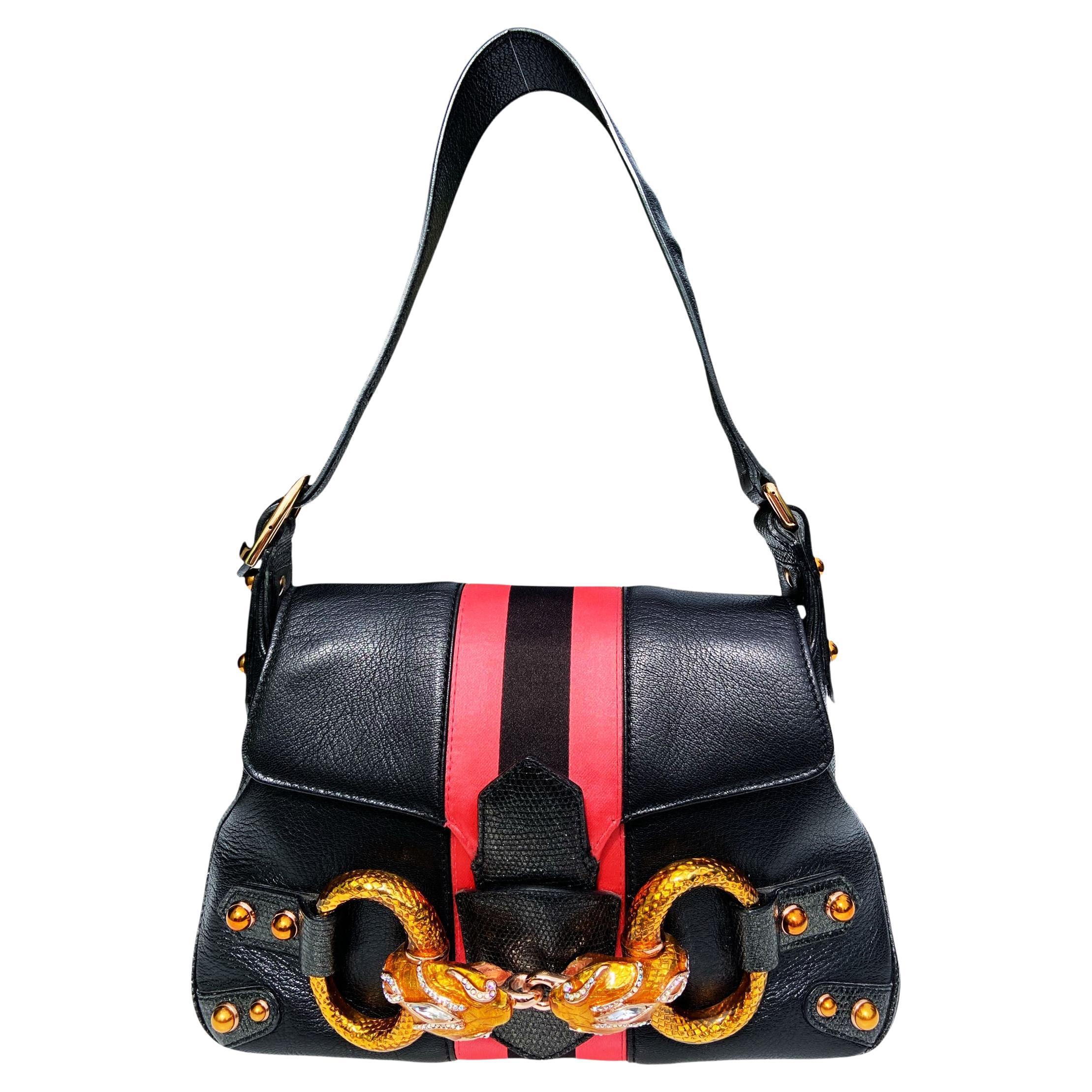 New Tom Ford for Gucci FW 2004 Leather Lizard Serpent Web Limited Edition Bag For Sale