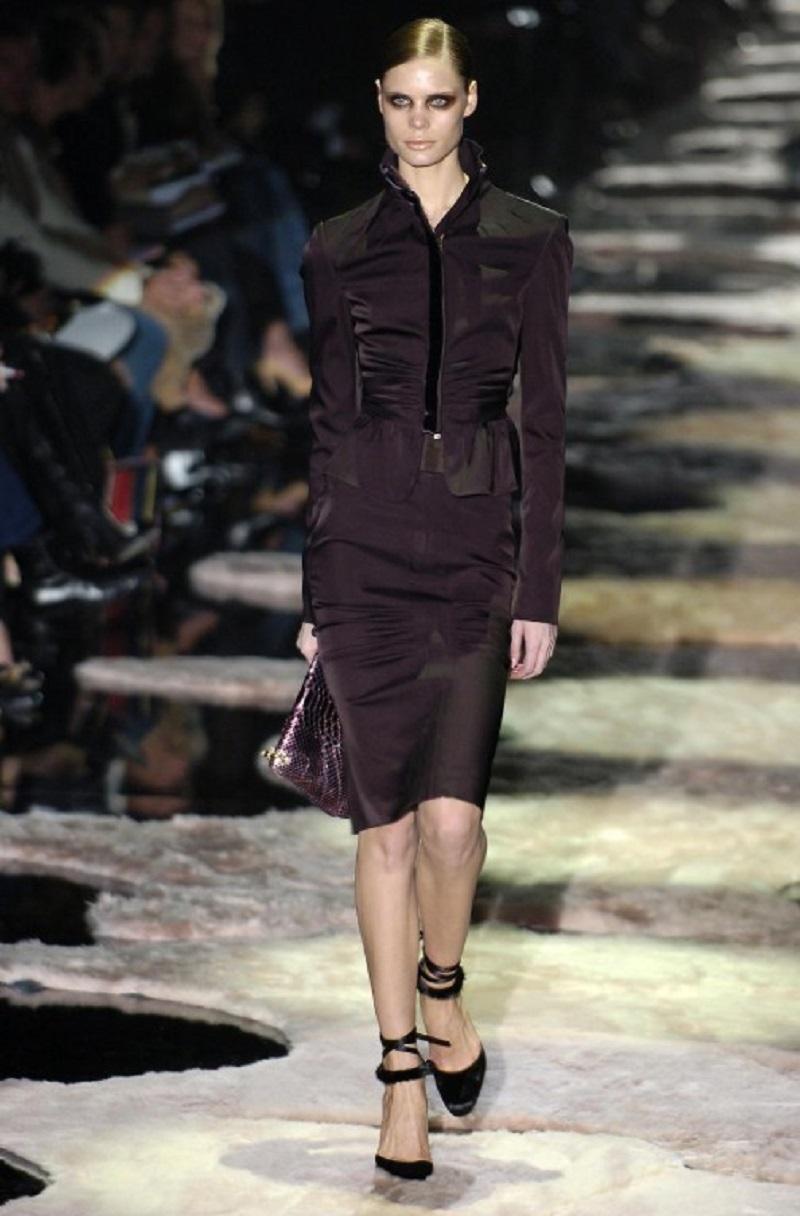 New Tom Ford for Gucci FW 2004 Mink Trim Python Heel Purple Shoes It 37.5 US 7.5 For Sale 2