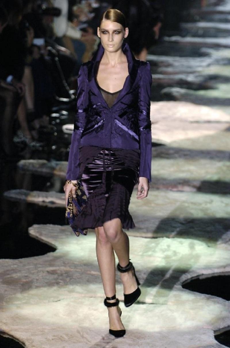 New Tom Ford for Gucci FW 2004 Mink Trim Python Heel Purple Shoes It 37.5 US 7.5 For Sale 3