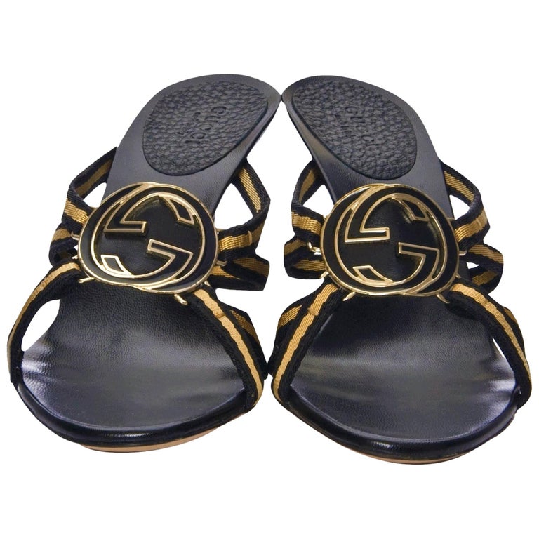 Buy Vintage GUCCI by Tom Ford Beaded Sandals Mules Black Leather