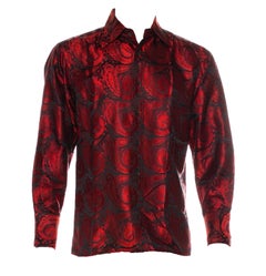 New Ford for Gucci Men's Silk Diamond Red Black Paisley Design 16.5 at | red silk shirt mens, silk button up shirt mens, black gucci button up shirt