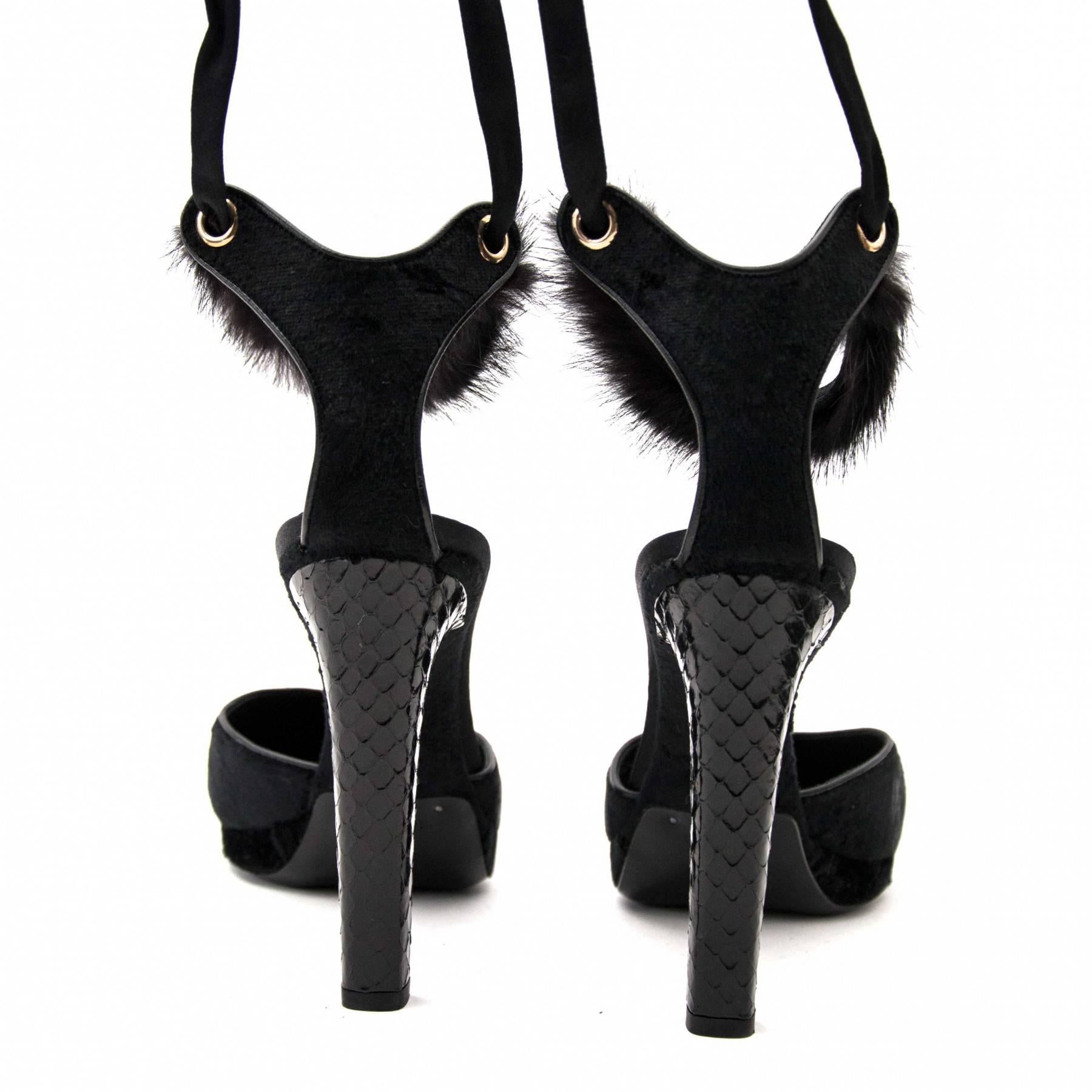 New Tom Ford For Gucci Mink Python Velvet Satin Final Collection Heels Sz 7.5 6
