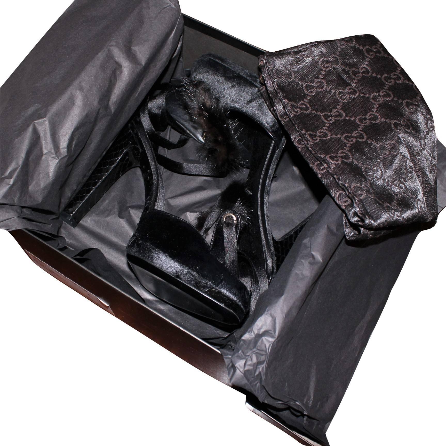 New Tom Ford For Gucci Mink Python Velvet Satin Final Collection Heels Sz 7.5 11