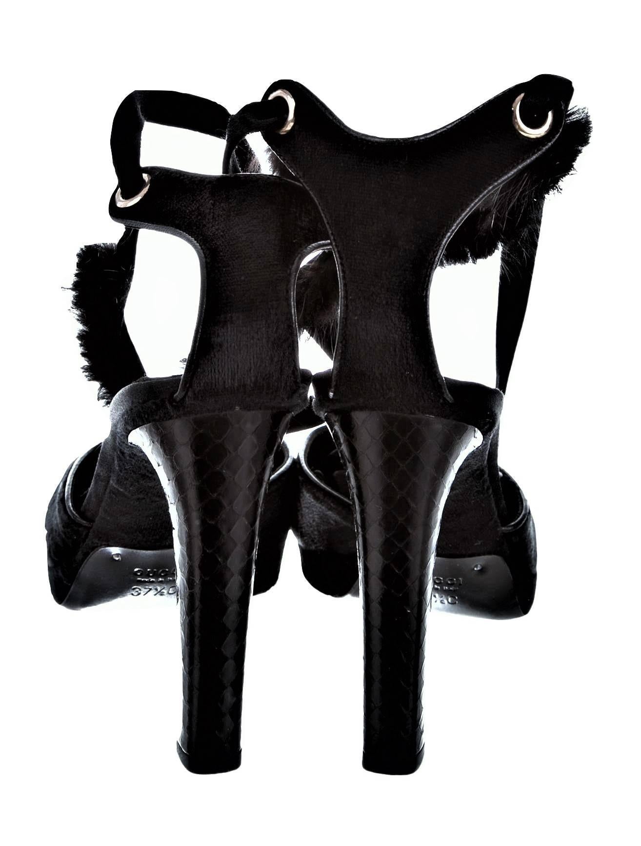 New Tom Ford For Gucci Mink Python Velvet Satin Final Collection Heels Sz 7.5 3