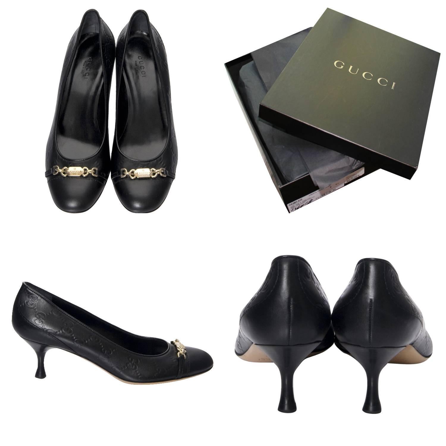 Nero New Tom Ford for Gucci New GG Leather Guccissima Pumps Heels Sz 36 in vendita