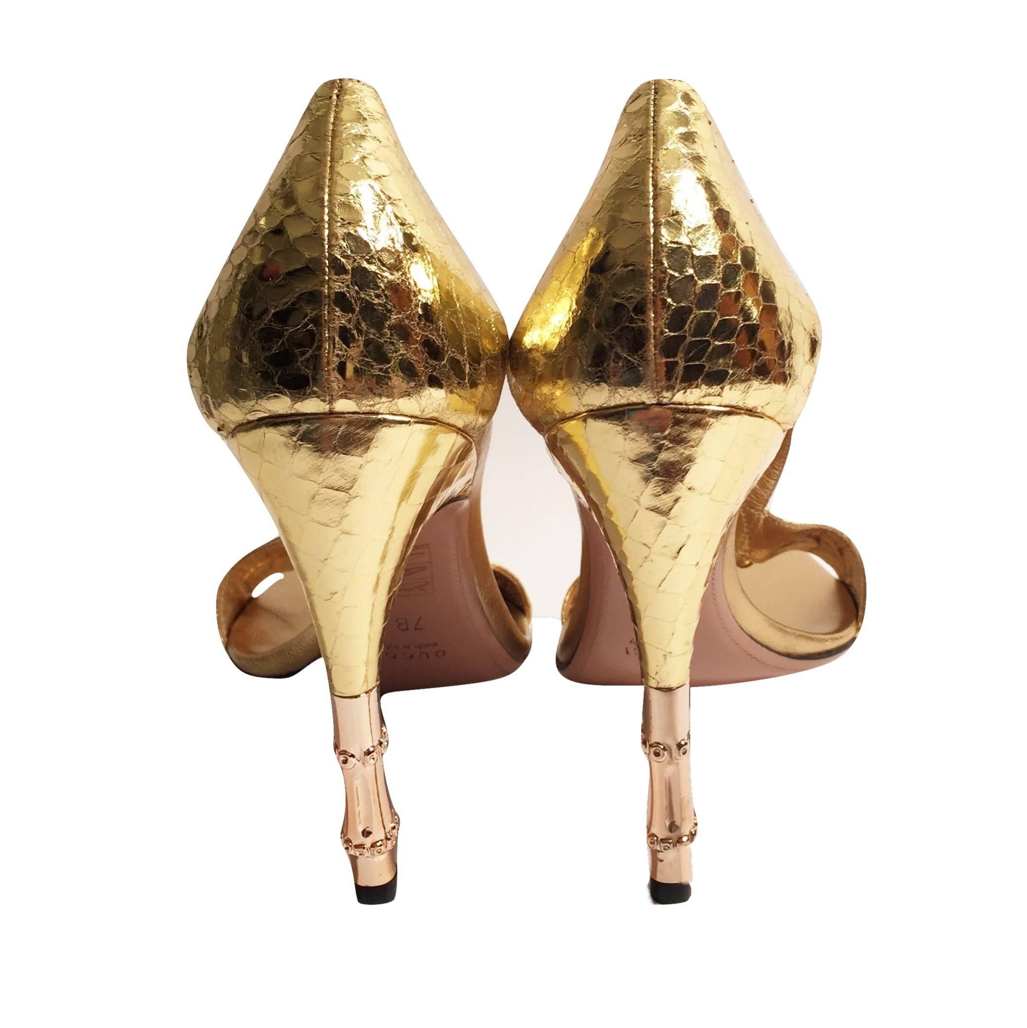 Nuovo Tom Ford for Gucci Python Snake Head Ad Runway Heels Sz 7 in vendita 4