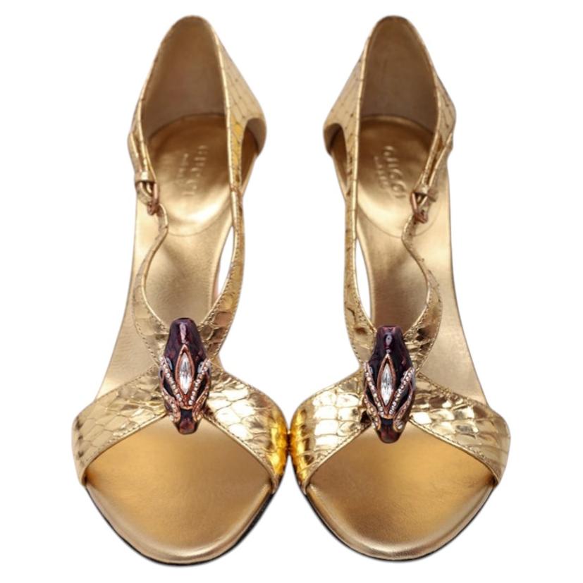 New Tom Ford for Gucci Python Snake Head Ad Runway Heels Sz 7