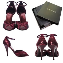 New Tom Ford for Gucci Runway Red Sequin Heels Sz 10