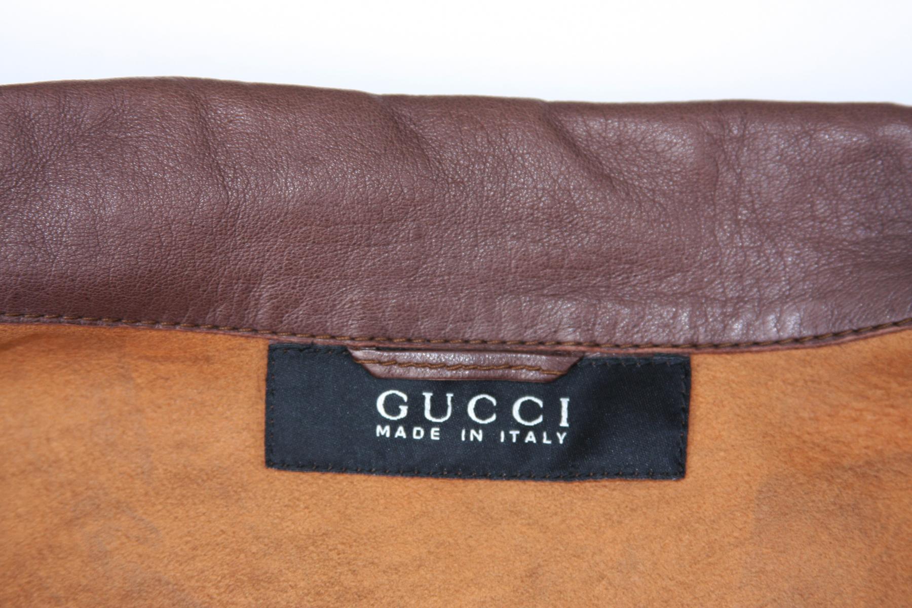 New Tom Ford for Gucci Runway S/S 2004 Collection Western Leather Men's Shirt 48 2