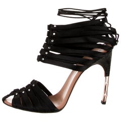 New TOM FORD for GUCCI S/S 2004 Black Crocodile Satin Crystal Corset Shoes 39 9