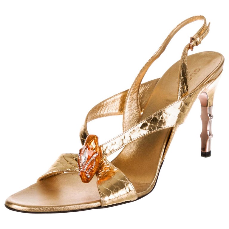 New Tom Ford for Gucci S/S 2004 Collection Python Gold Snake Head Sandals  9.5 B at 1stDibs | gold snake sandals, gucci gold sandals