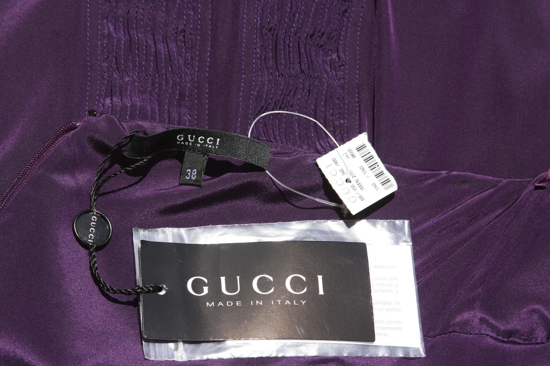 New Tom Ford for Gucci S/S 2004 Deep Purple Silk Plunging Backless Mini Dress 38 2